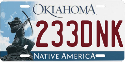 OK license plate 233DNK