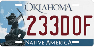 OK license plate 233DOF
