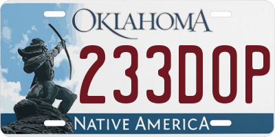 OK license plate 233DOP