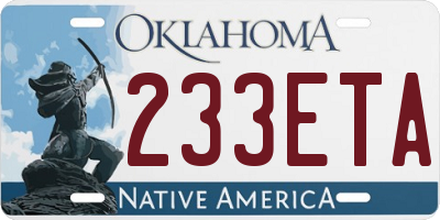 OK license plate 233ETA