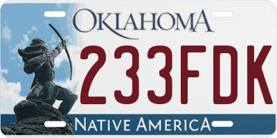 OK license plate 233FDK