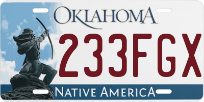 OK license plate 233FGX