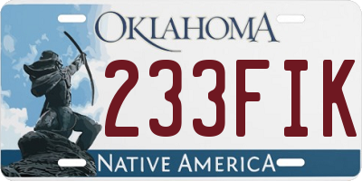 OK license plate 233FIK
