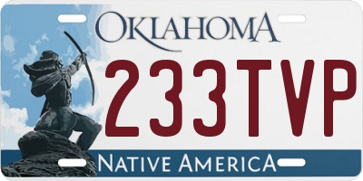 OK license plate 233TVP