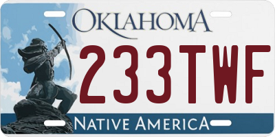 OK license plate 233TWF
