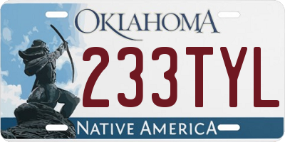 OK license plate 233TYL
