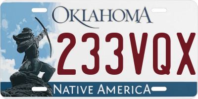 OK license plate 233VQX