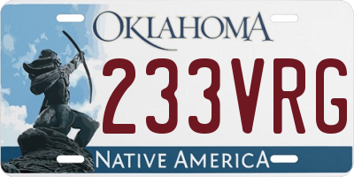 OK license plate 233VRG