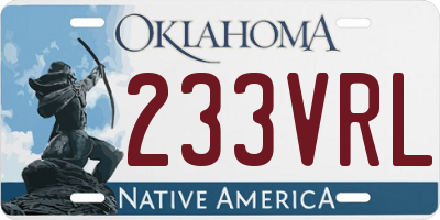 OK license plate 233VRL