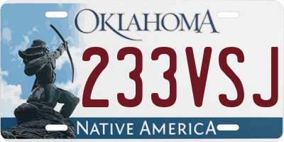 OK license plate 233VSJ