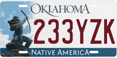 OK license plate 233YZK