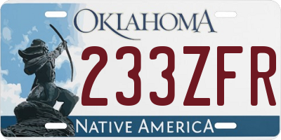 OK license plate 233ZFR