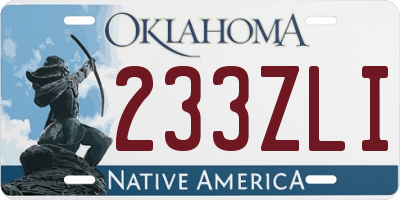 OK license plate 233ZLI