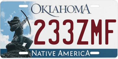 OK license plate 233ZMF