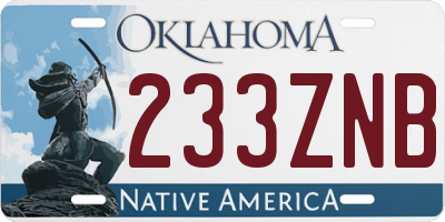 OK license plate 233ZNB