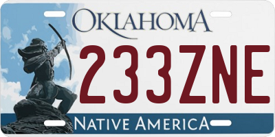 OK license plate 233ZNE