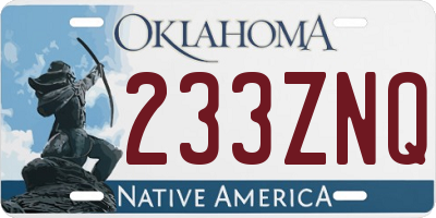 OK license plate 233ZNQ