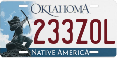 OK license plate 233ZOL