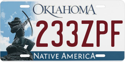 OK license plate 233ZPF