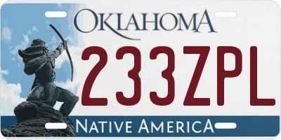 OK license plate 233ZPL