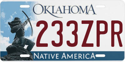 OK license plate 233ZPR