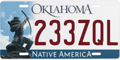 OK license plate 233ZQL