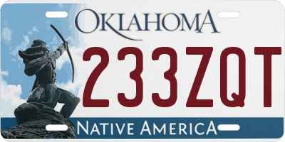 OK license plate 233ZQT