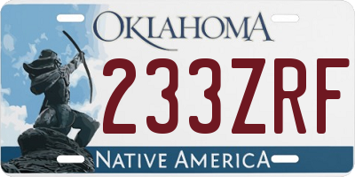 OK license plate 233ZRF