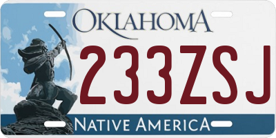 OK license plate 233ZSJ