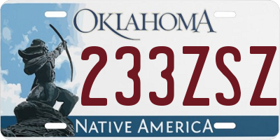 OK license plate 233ZSZ