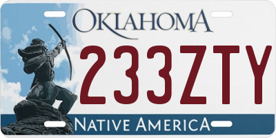 OK license plate 233ZTY