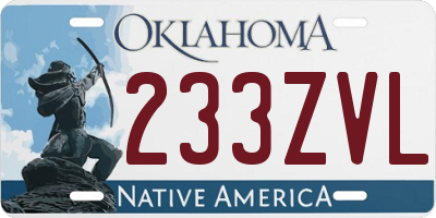 OK license plate 233ZVL