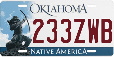 OK license plate 233ZWB