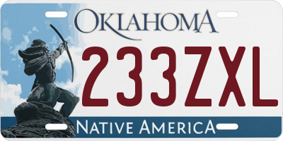 OK license plate 233ZXL