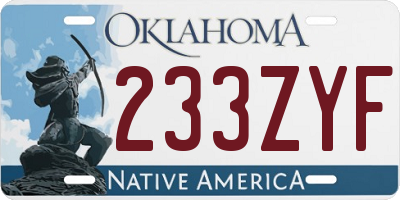 OK license plate 233ZYF