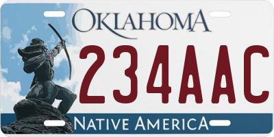 OK license plate 234AAC