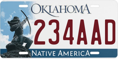 OK license plate 234AAD