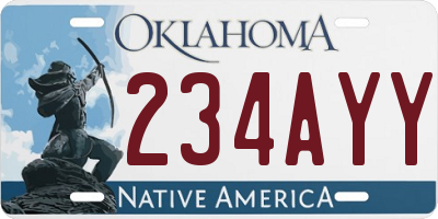 OK license plate 234AYY