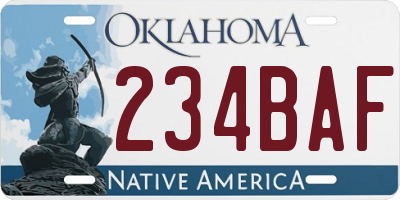 OK license plate 234BAF