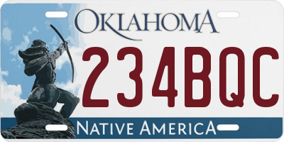 OK license plate 234BQC