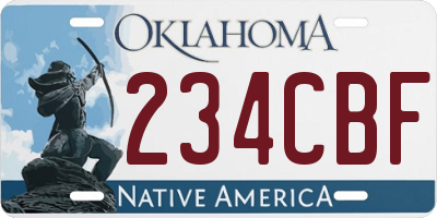 OK license plate 234CBF