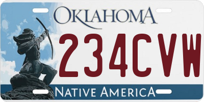 OK license plate 234CVW