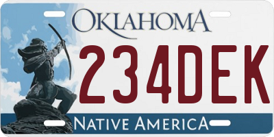 OK license plate 234DEK