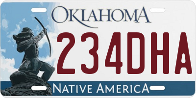 OK license plate 234DHA