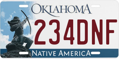 OK license plate 234DNF
