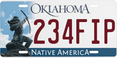 OK license plate 234FIP