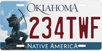 OK license plate 234TWF