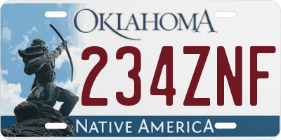 OK license plate 234ZNF