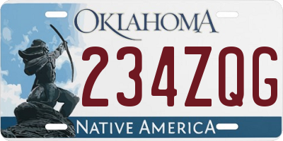 OK license plate 234ZQG