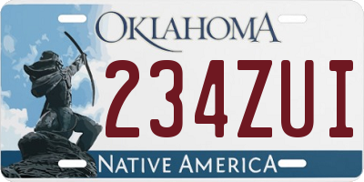 OK license plate 234ZUI